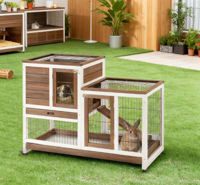 Elevated Wooden Pet Hutch Cage