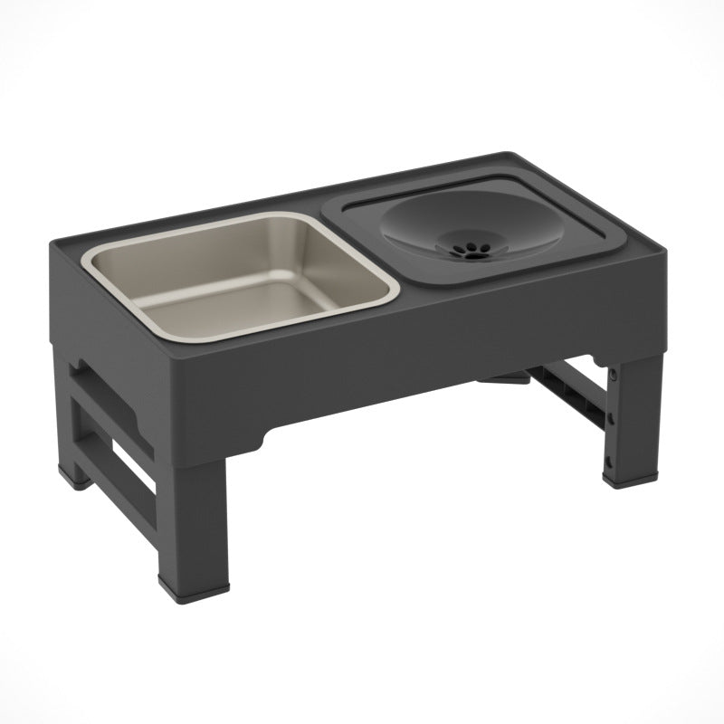 Double Stainless Pet Bowls with Adjustable Elevated Feeding Stand