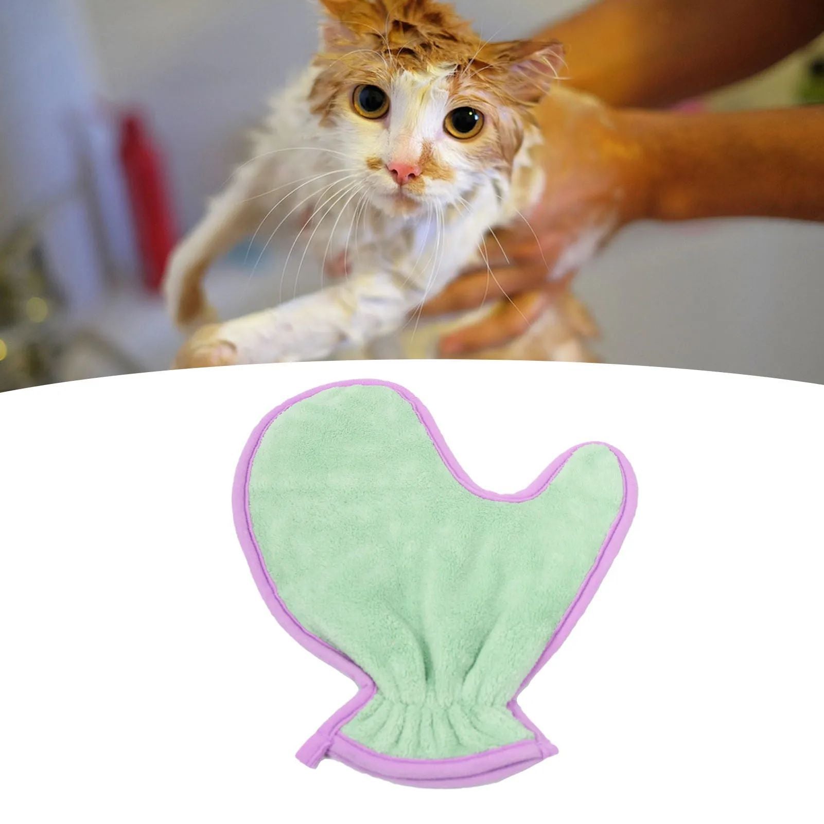 Double-Sided Absorbent Pet Bath Gloves Soft Lightweight Towel