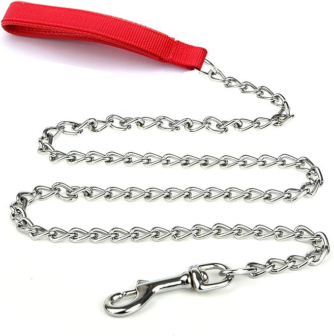 Heavy Duty Metal Pet Leash Chain With Soft Padded Handle