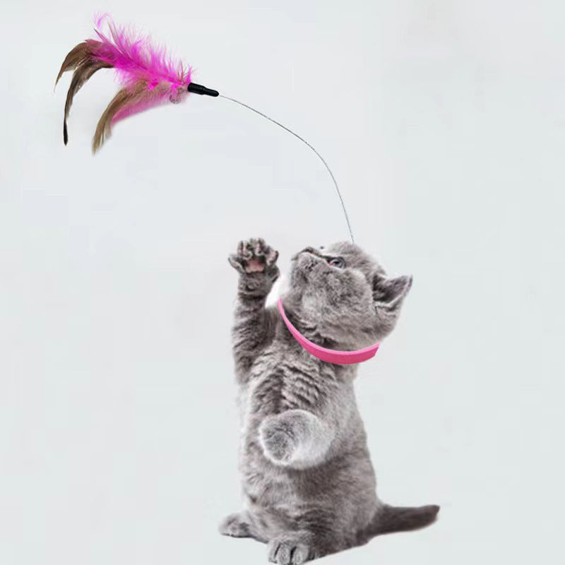 Adjustable Pet Feather Teaser Wand With Bell Interactive Toy
