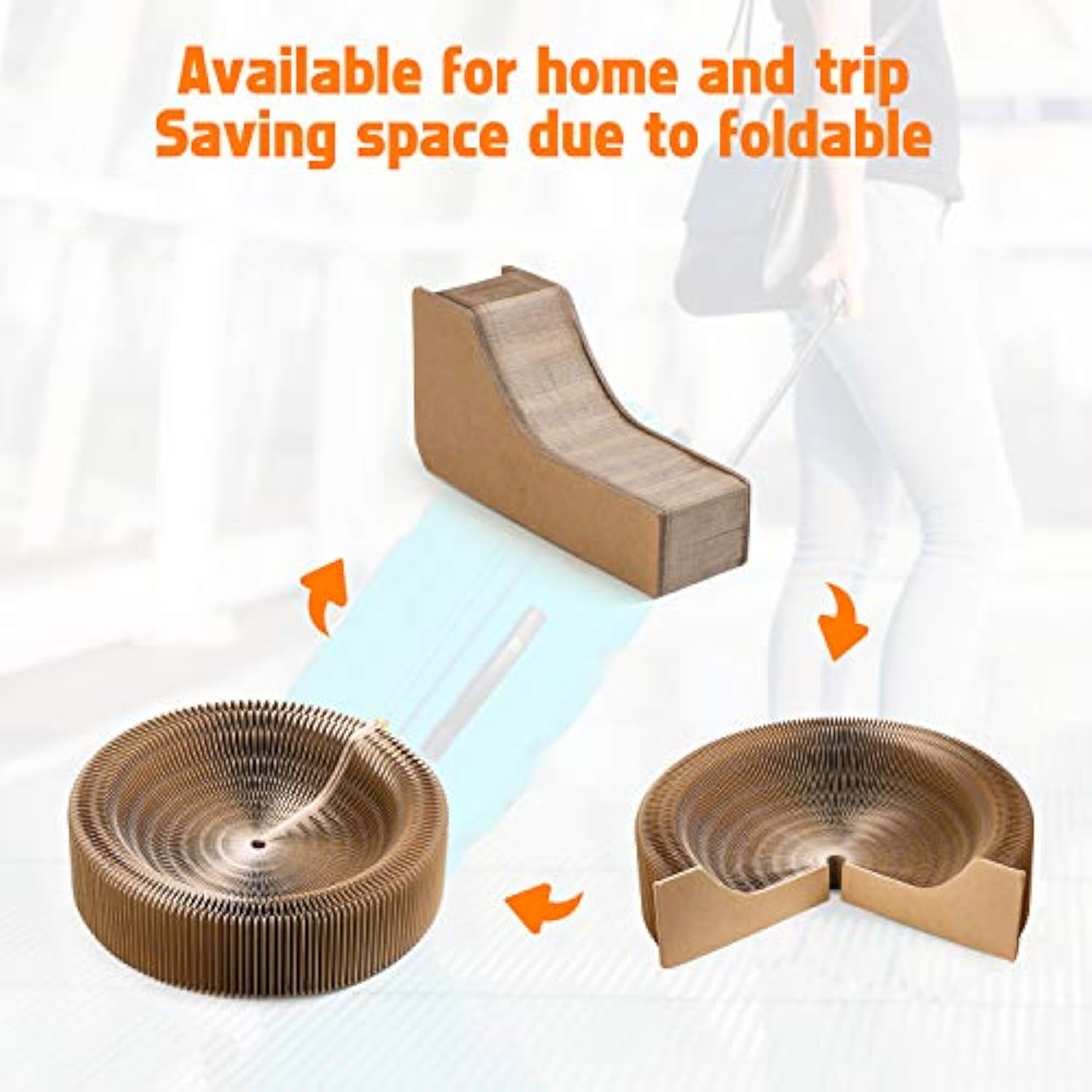 Collapsible Pet Scratcher Lounge Bed Corrugated Round Scratching Nest