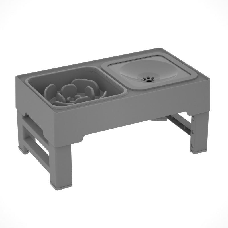 Double Stainless Pet Bowls with Adjustable Elevated Feeding Stand