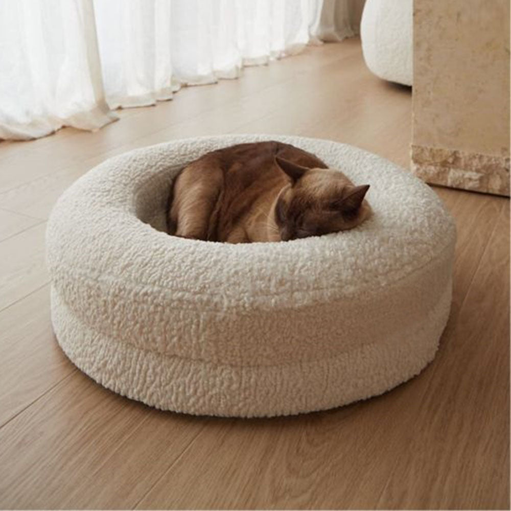 Solid Color Round Pet Bed For Comfortable Leisure And Sleep