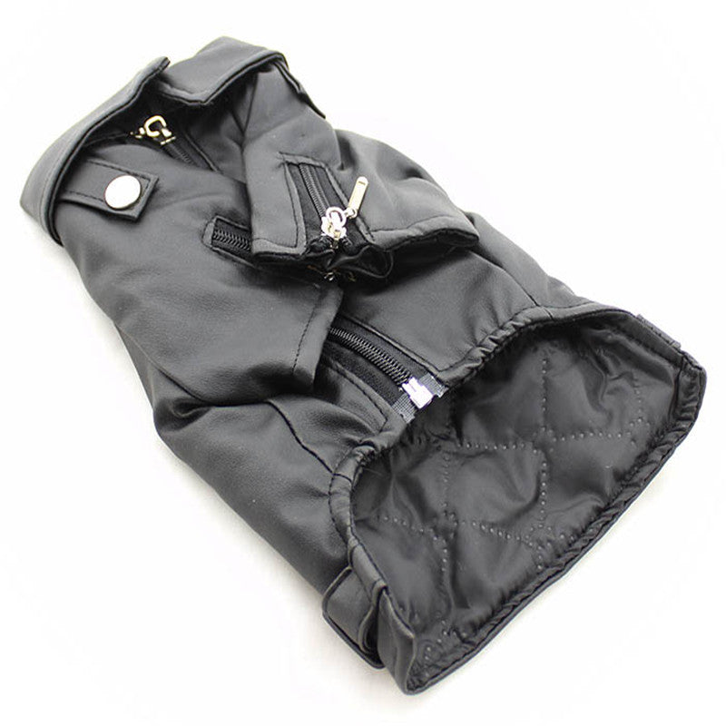 Small Pet Leather Jacket With Embroidered Eagle Design