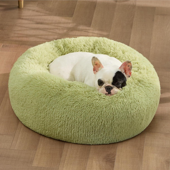 Indoor Non Slip Round Fluffy Plush Pet Bed For Comfort