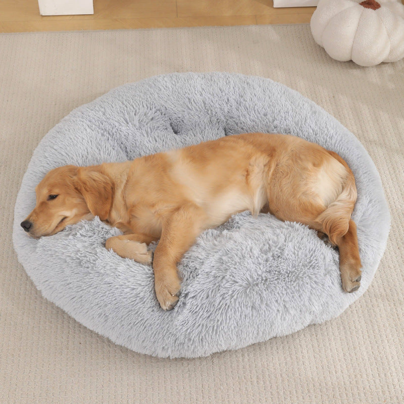 Round Plush Pet Bed Warm Sleeping Mat For Comfortable Rest
