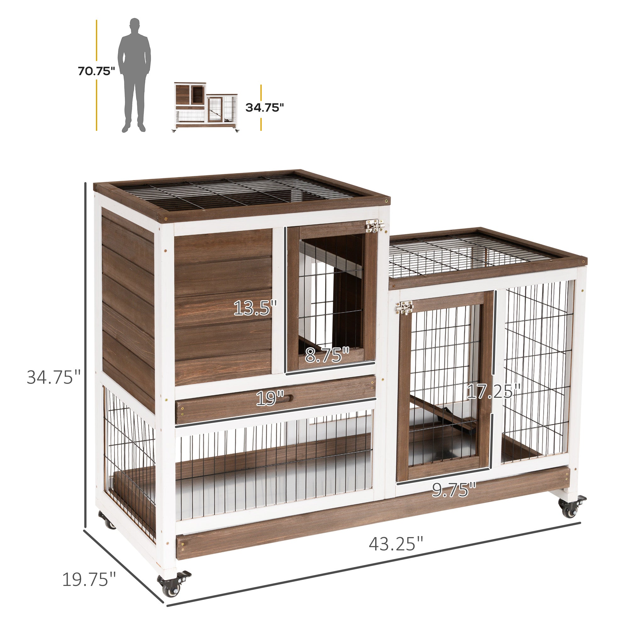 Elevated Wooden Pet Hutch Cage