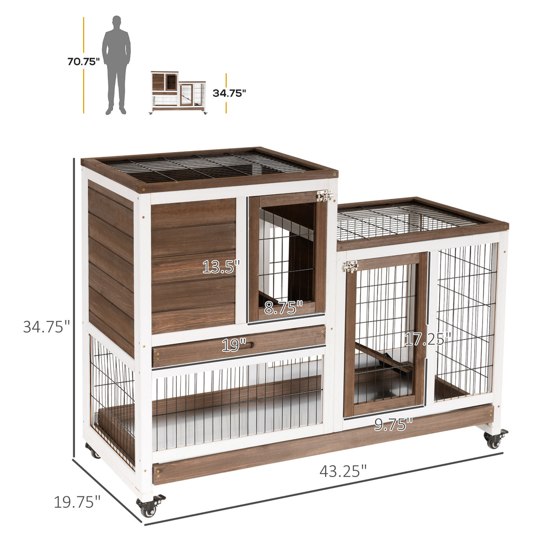 Elevated Wooden Pet Hutch Cage
