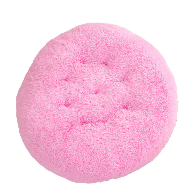Round Plush Pet Bed Warm Sleeping Mat For Comfortable Rest