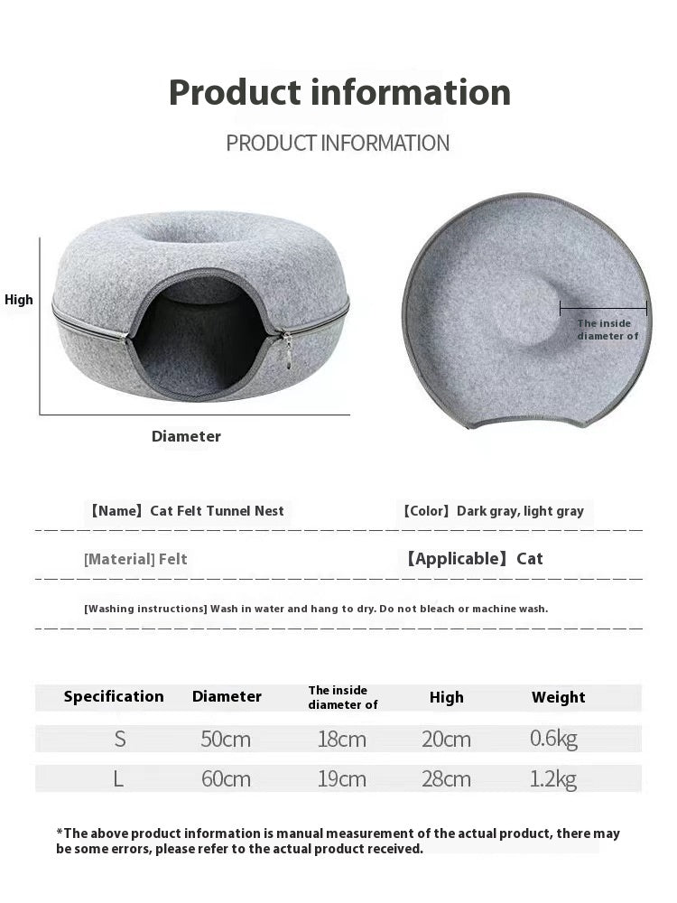 Comfortable Round Pet Bed Tunnel For Play And Rest