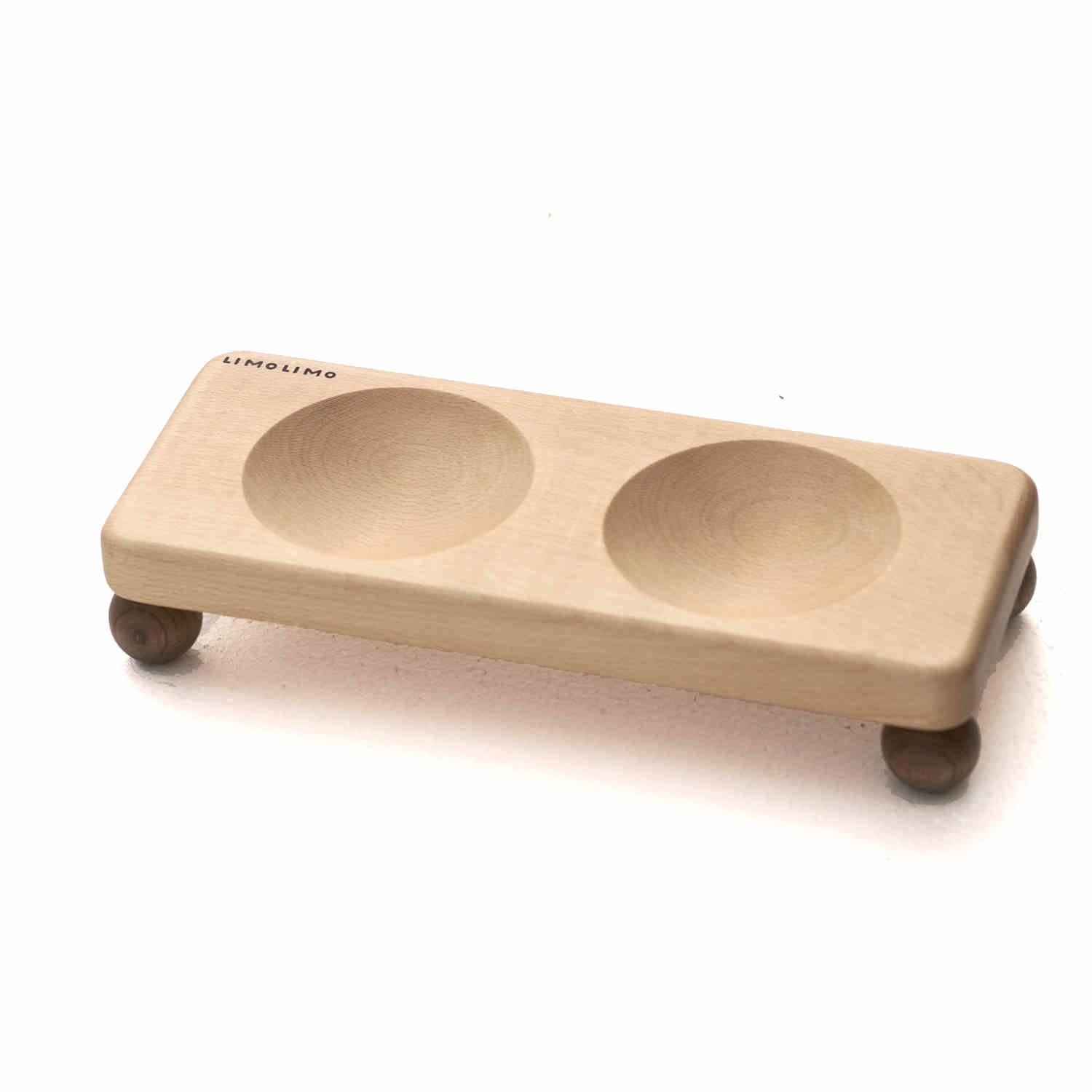 Solid Wood and Ceramic Feeding Bowls for Pets