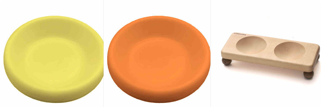 Solid Wood and Ceramic Feeding Bowls for Pets