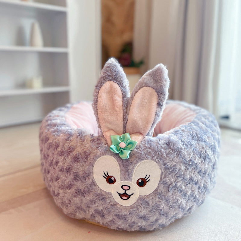 Cartoon Plush Pet Nest Cushion Round Bed For All Season Comfort