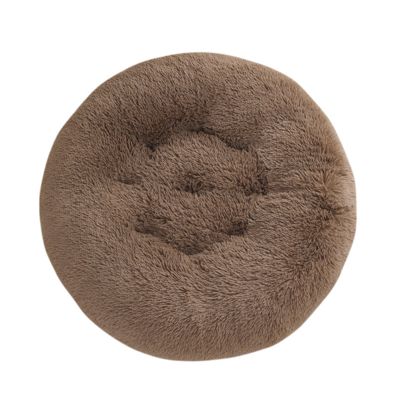 Round Plush Pet Bed Warm Sleeping Mat For Comfortable Rest