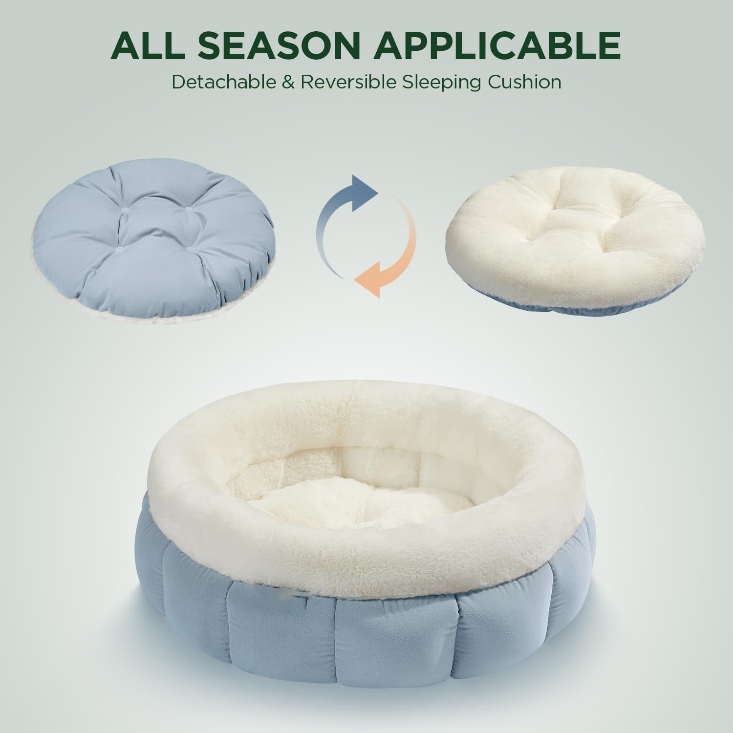 Round Donut Pet Bed Washable With Anti Slip Bottom For Comfort
