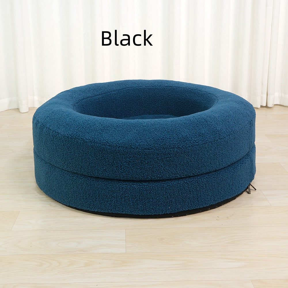 Solid Color Round Pet Bed For Comfortable Leisure And Sleep