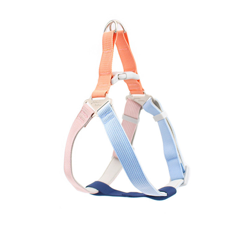 Colorful Pet Chest Harness With Handheld Leash For Outdoor Walking