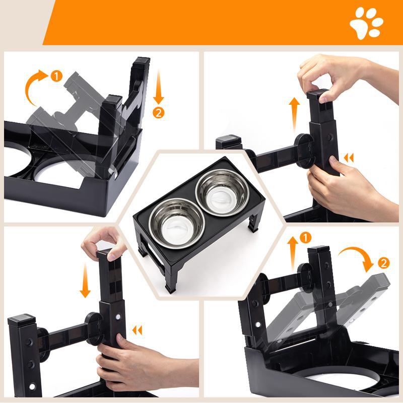Elevated Anti-Tumble Feeding Bowl with Neck Protection for Pets