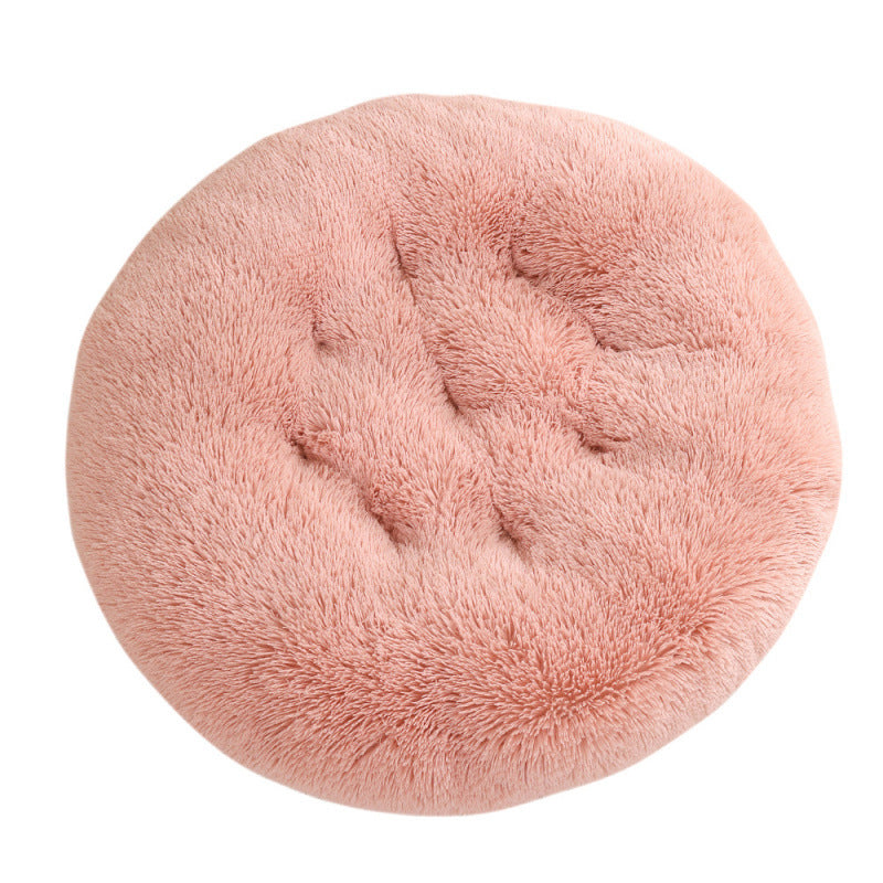 Round Plush Pet Bed Warm Sleeping Mat For Comfortable Rest