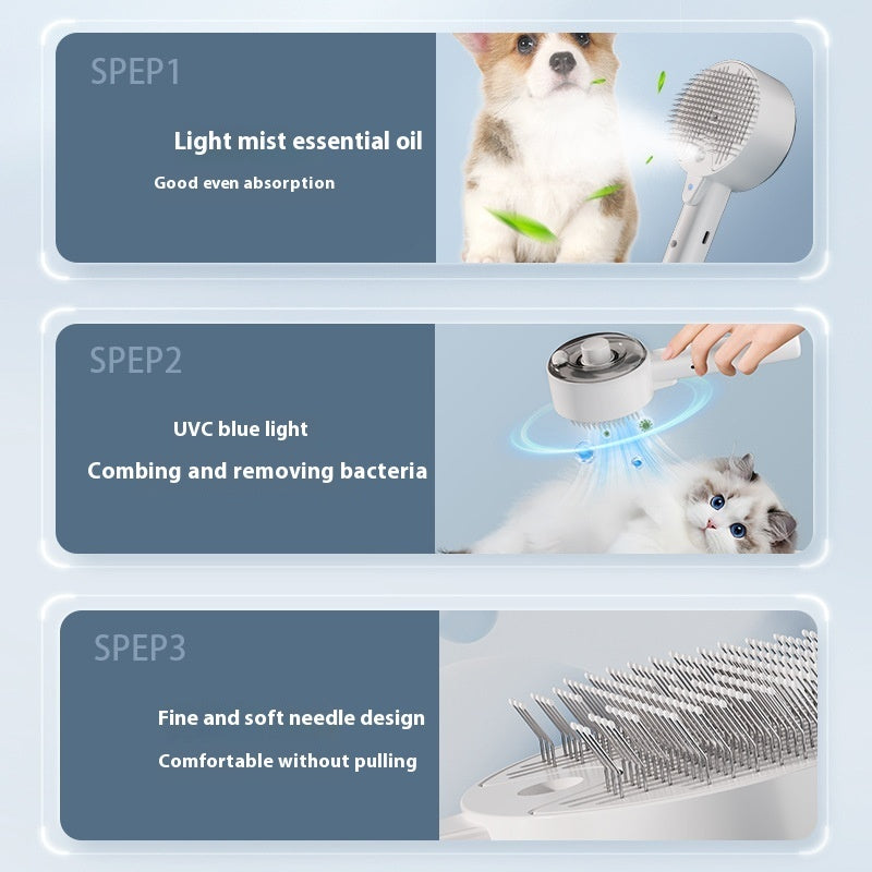 Pet Steam Grooming Brush Self Cleaning Hair Remover For Shedding And Care