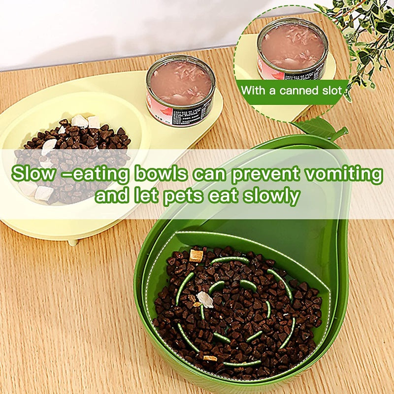 Automatic Avocado-Shaped Water and Slow Feed Bowl for Pets