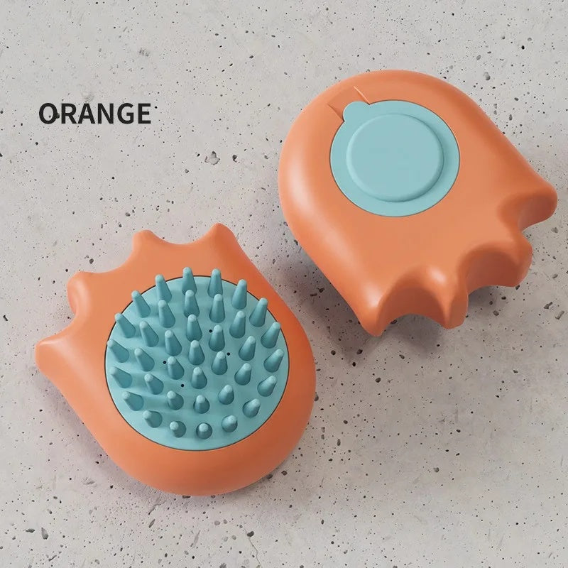 Pet Bath Massage Brush Comb With Shampoo Holder For Cleaning
