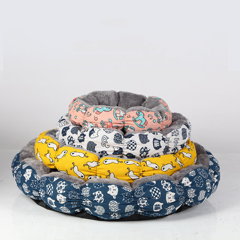 Calming Donut Pet Bed Round Fluffy Bed For Small Pets