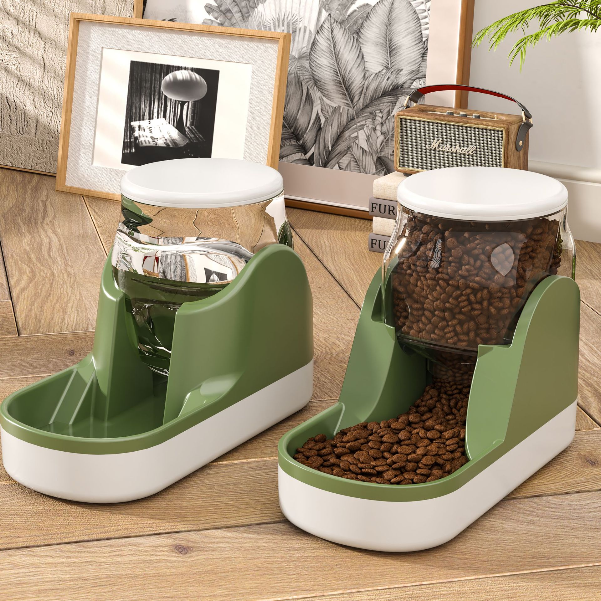 Automatic Water Fountain and Food Dispenser for Pets Large Capacity