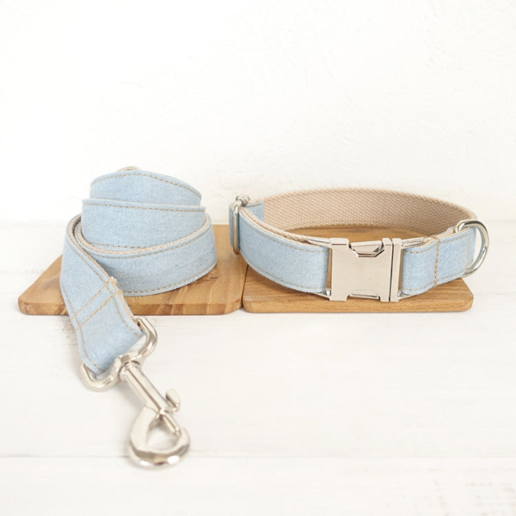 Blue Denim Pet Leash With Ring For Secure Walking