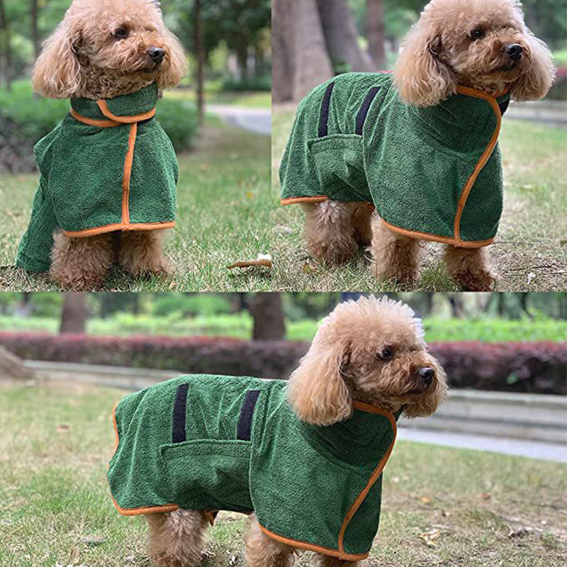 Fast-Drying Microfiber Pet Bathrobe Soft Absorbent Grooming Towel