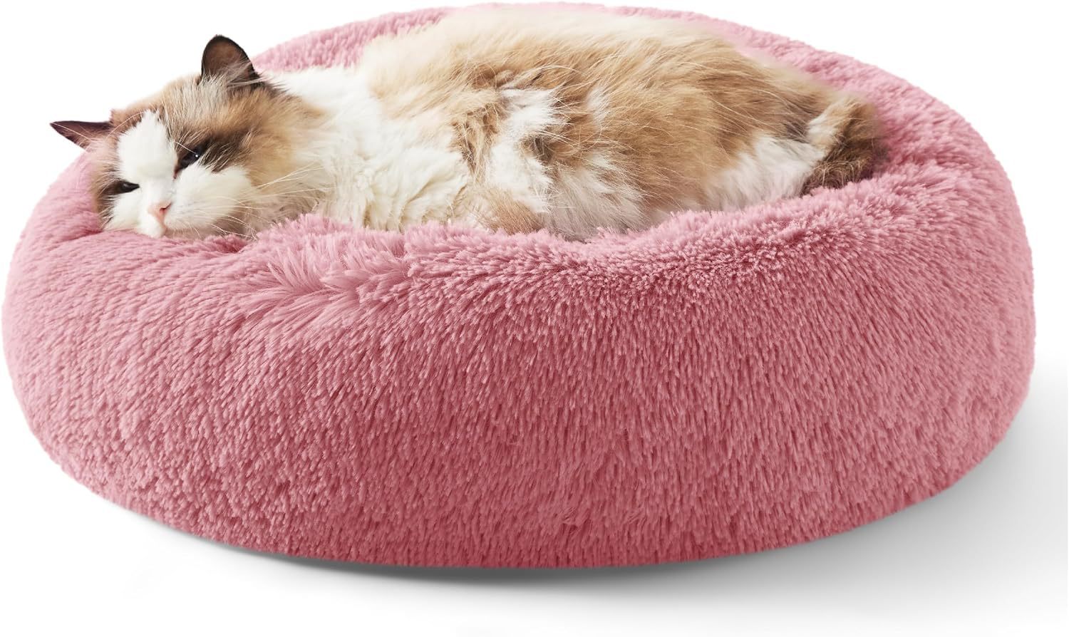 Indoor Non Slip Round Fluffy Plush Pet Bed For Comfort