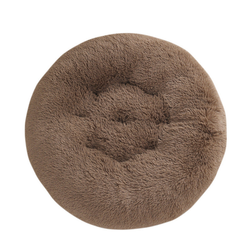 Round Plush Pet Bed Warm Sleeping Mat For Comfortable Rest