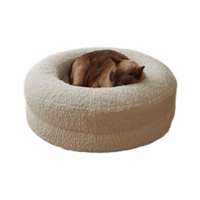 Solid Color Round Pet Bed For Comfortable Leisure And Sleep