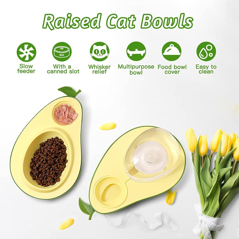 Automatic Avocado-Shaped Water and Slow Feed Bowl for Pets