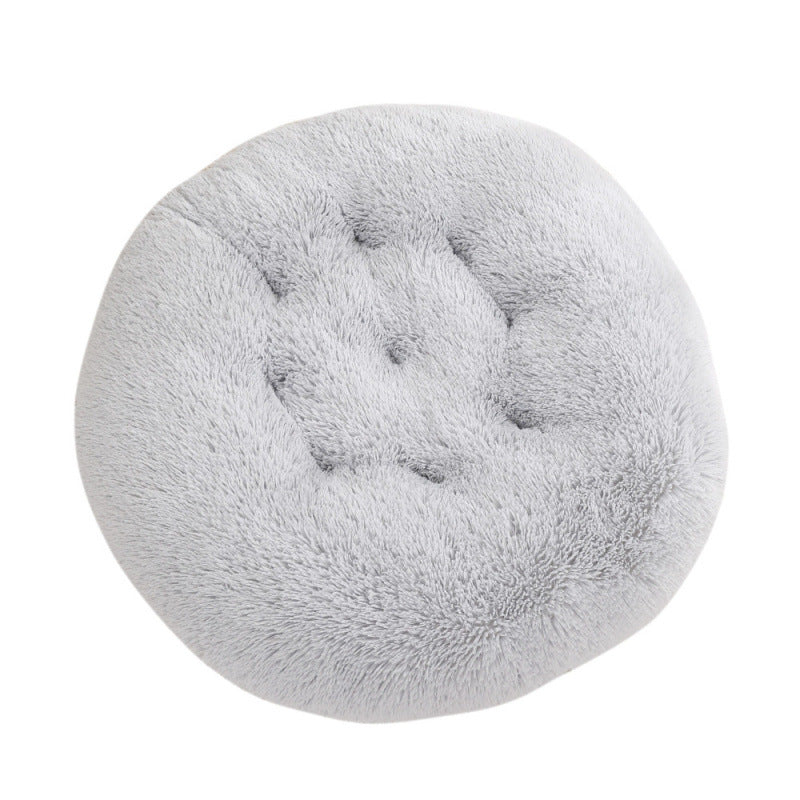 Round Plush Pet Bed Warm Sleeping Mat For Comfortable Rest