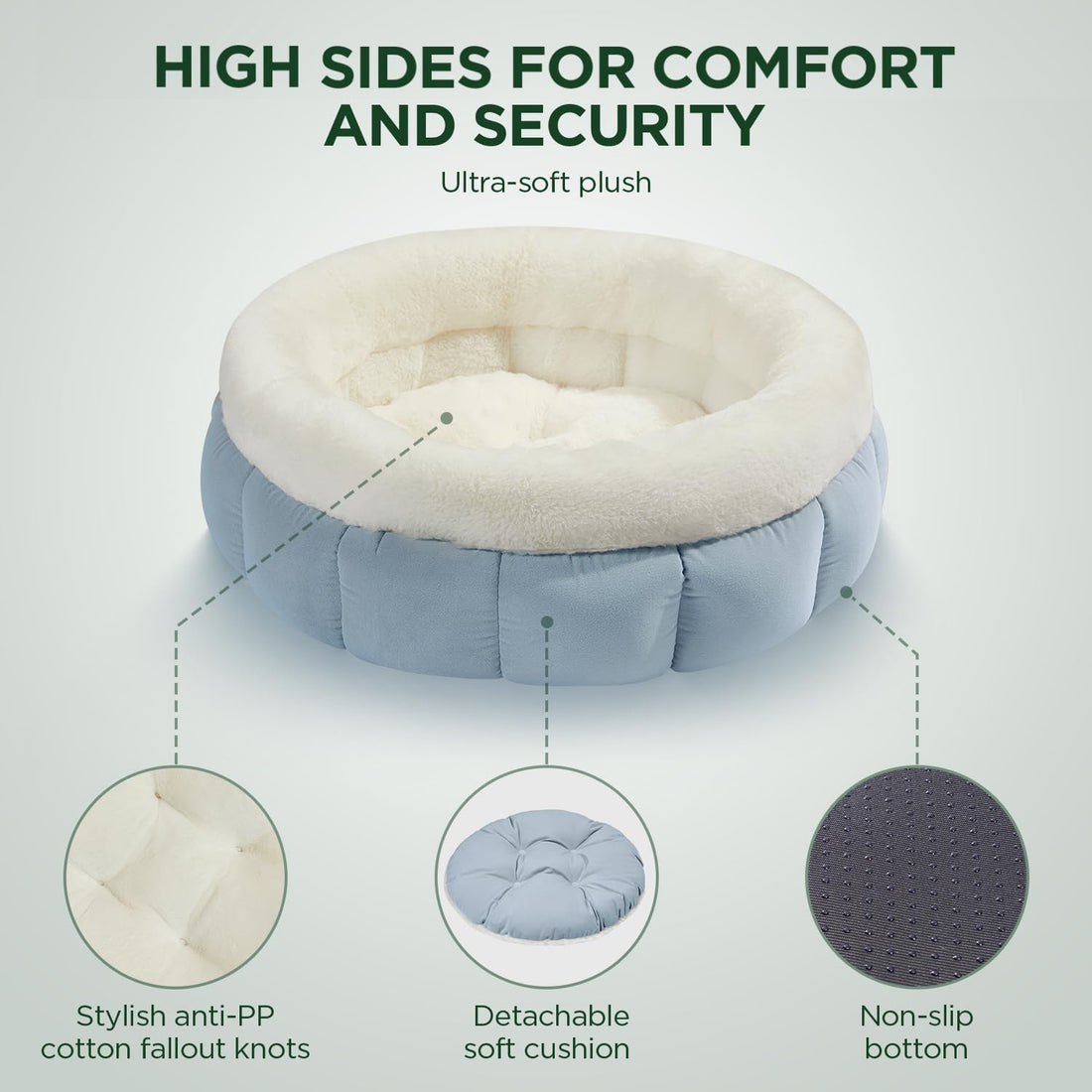 Round Donut Pet Bed Washable With Anti Slip Bottom For Comfort