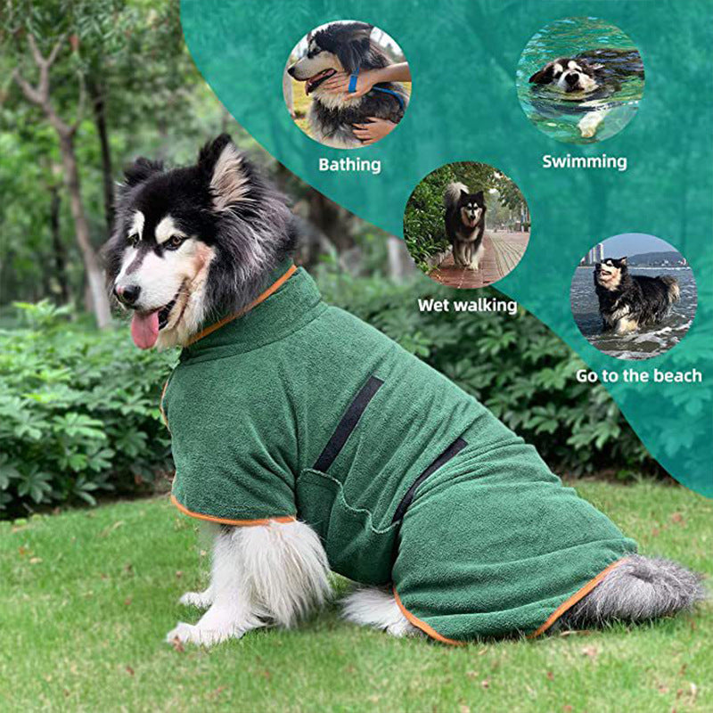 Fast-Drying Microfiber Pet Bathrobe Soft Absorbent Grooming Towel