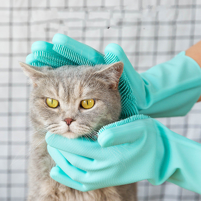Silicone Pet Grooming Glove For Bathing Hair Removal And Massage