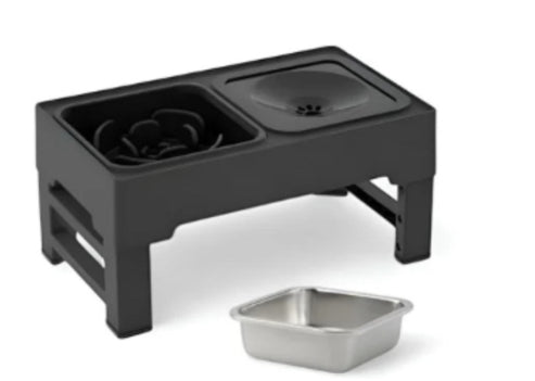 Double Stainless Pet Bowls with Adjustable Elevated Feeding Stand
