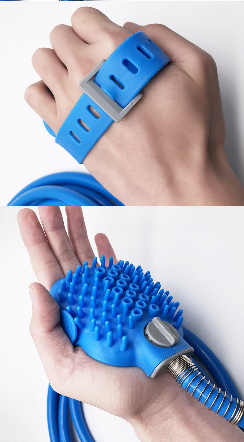Handheld Silicone Pet Bath Glove With Nozzle For Shower Massage