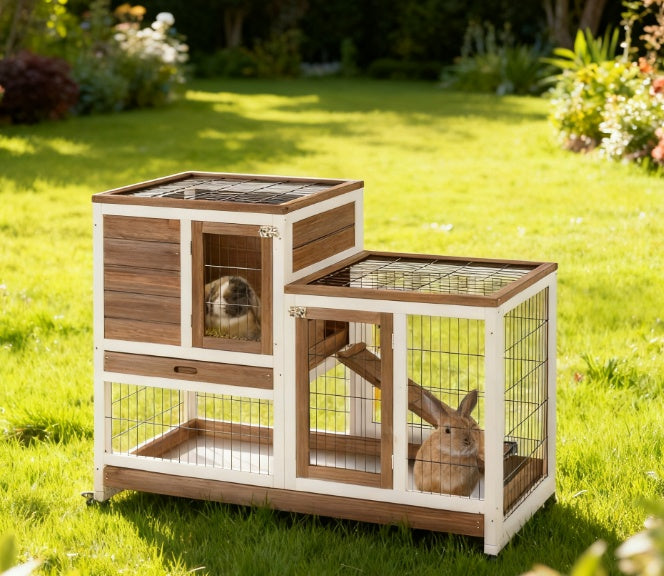 Elevated Wooden Pet Hutch Cage