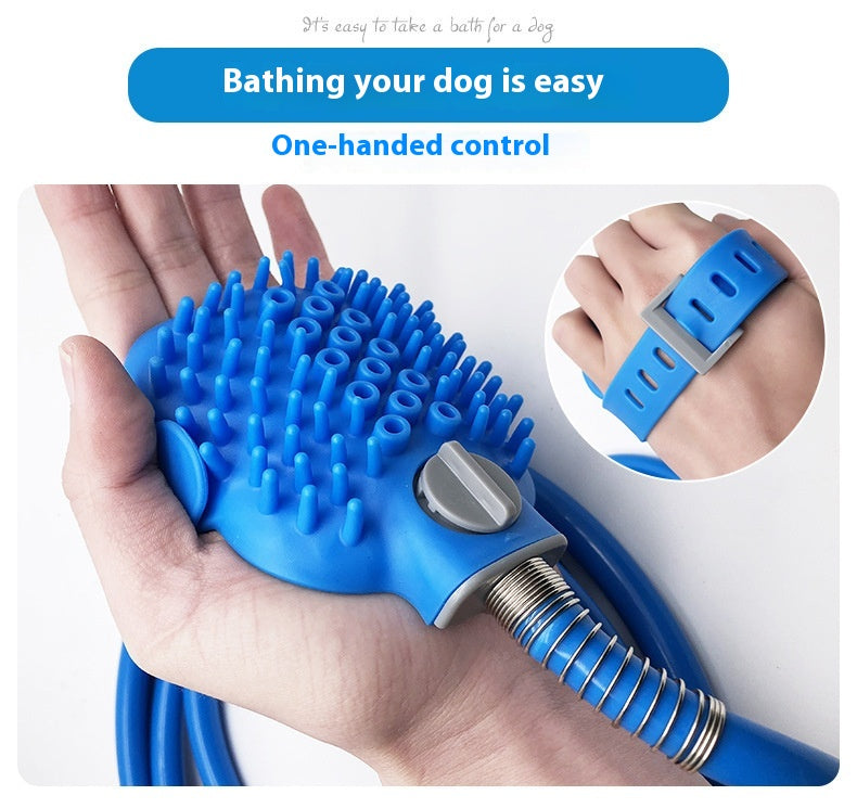 Handheld Silicone Pet Bath Glove With Nozzle For Shower Massage