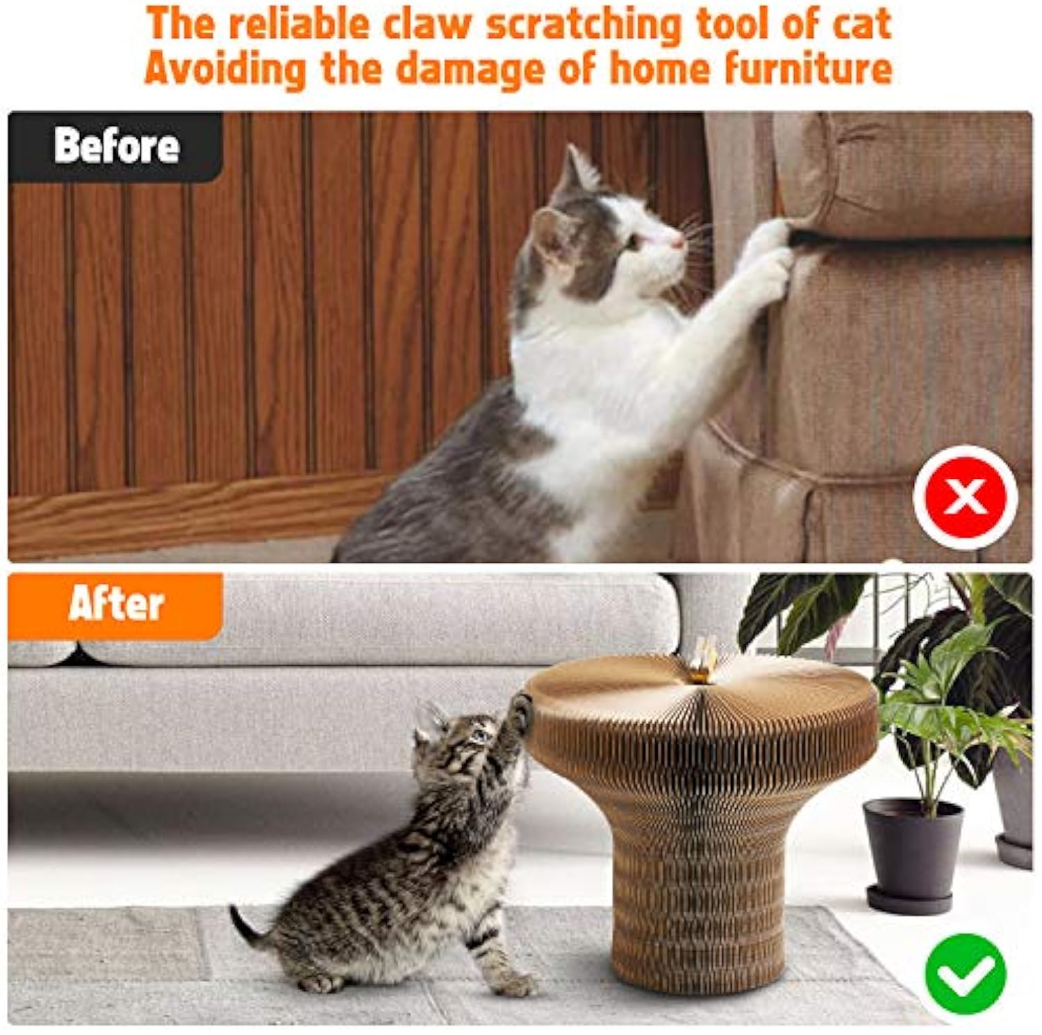 Collapsible Pet Scratcher Lounge Bed Corrugated Round Scratching Nest