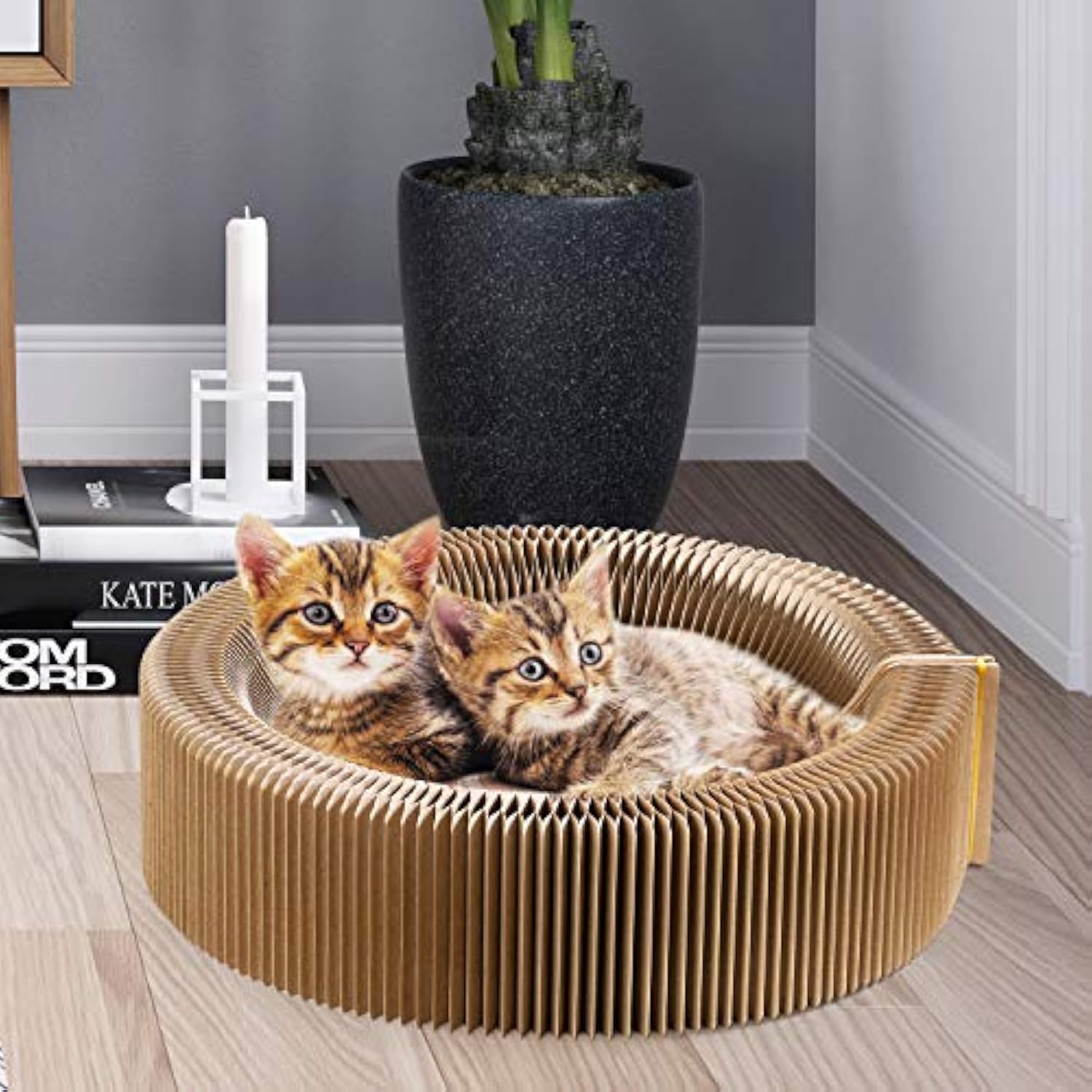 Collapsible Pet Scratcher Lounge Bed Corrugated Round Scratching Nest
