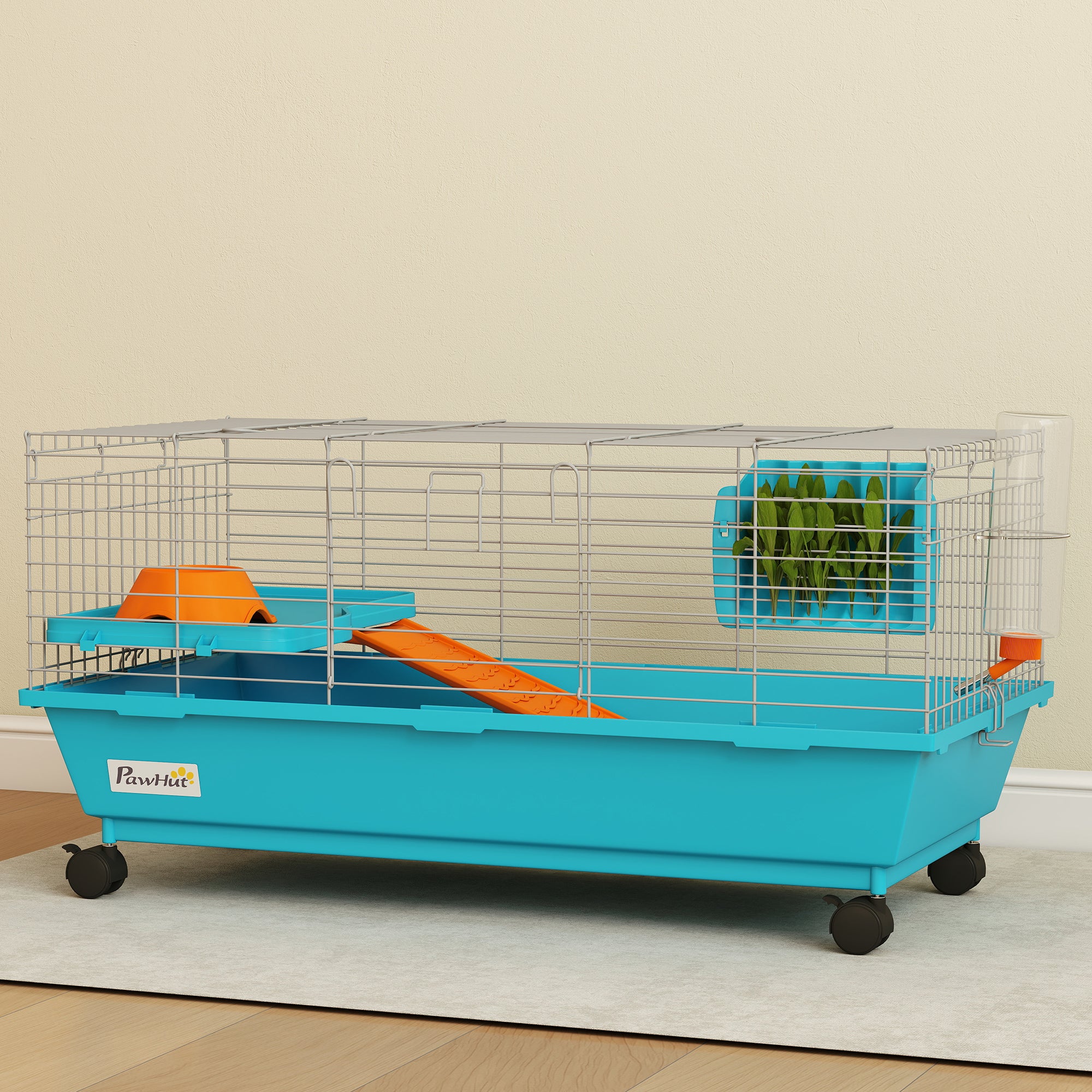 Small Rolling Pet Cage With Wheels Blue Accessories