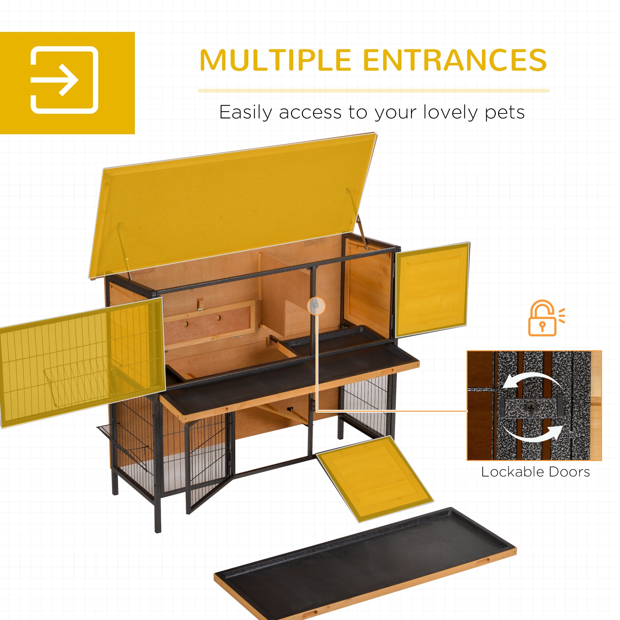 Large Two Story Wooden Pet Hutch Cage Outdoor Indoor