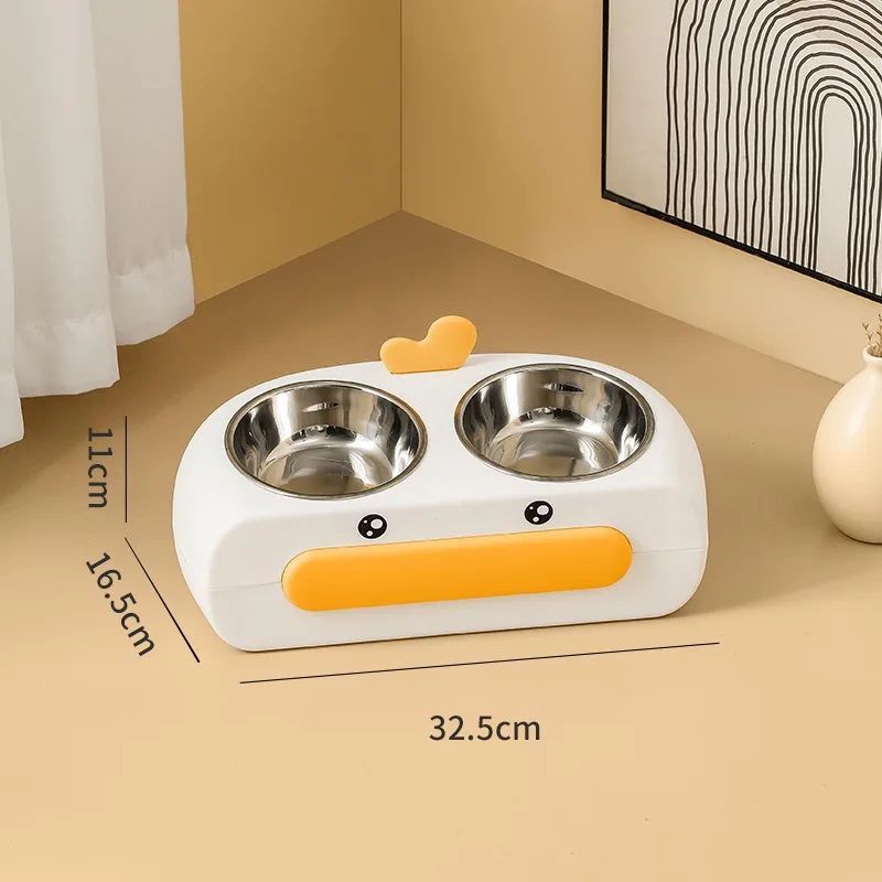 Duck Design Double Feeding Bowls for Pets