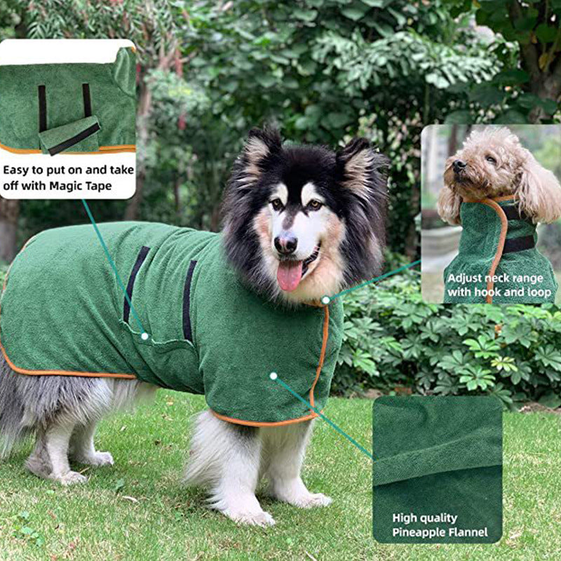 Fast-Drying Microfiber Pet Bathrobe Soft Absorbent Grooming Towel