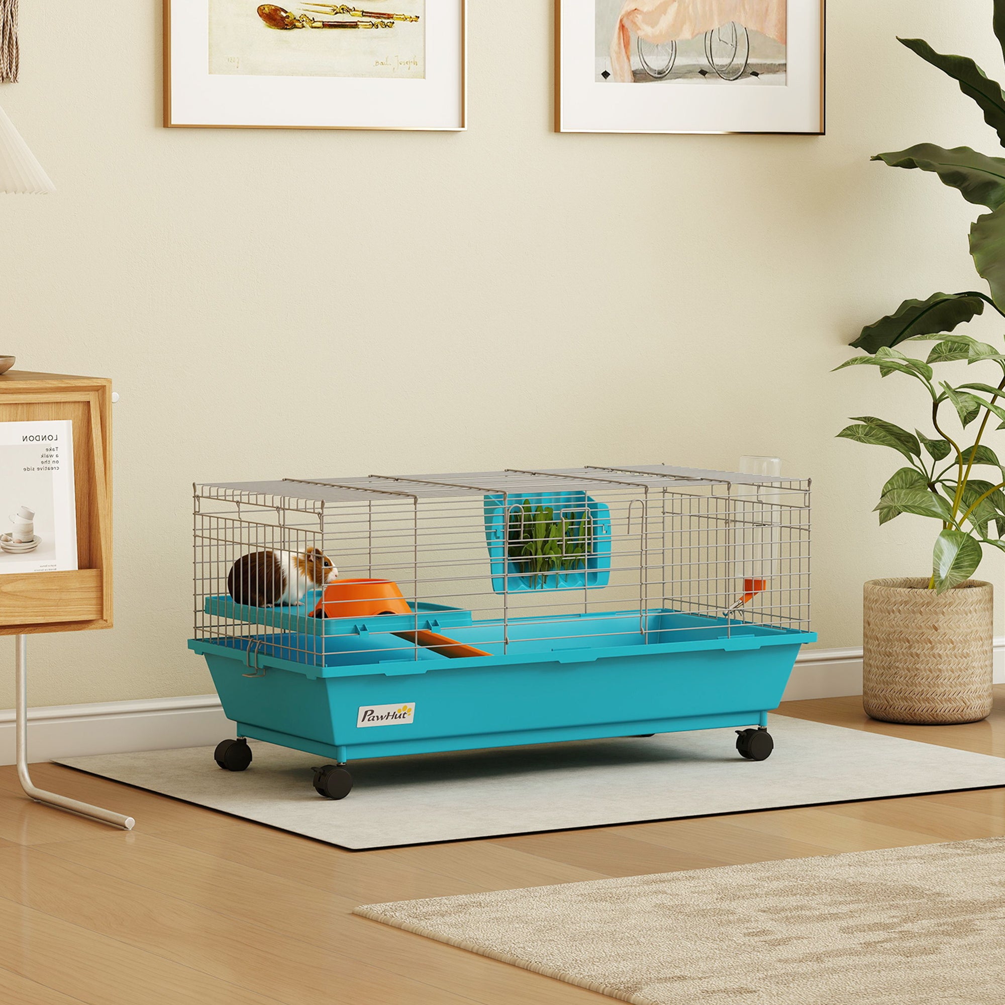 Small Rolling Pet Cage With Wheels Blue Accessories